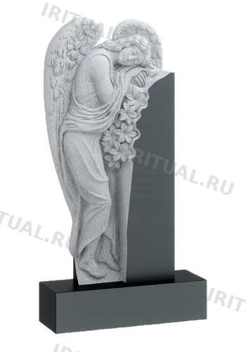 Памятник с ангелом, прижимающим к груди лилии (K132)