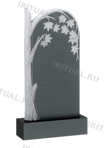 Памятник с клёном, роняющим листья на тёмное поле (K202)