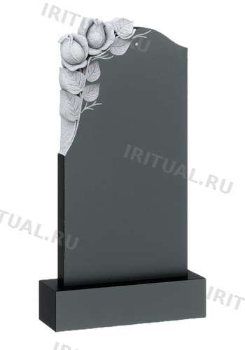 Памятник с тремя бутонами роз в углу (K290)