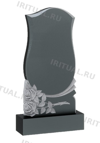 Памятник-щит с розами в нижнем левом углу (K312)