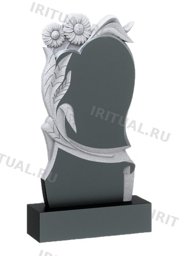 Памятник с двумя ромашками и лентой над полем (K314)