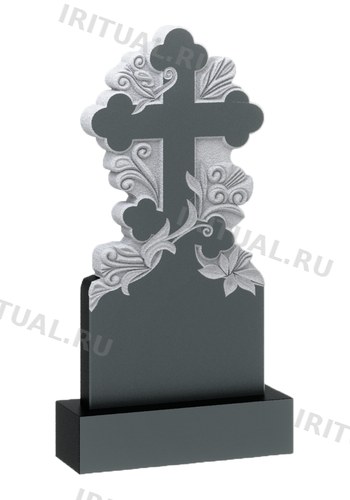 Памятник с крестом-трилистником в резных завитках (K322)
