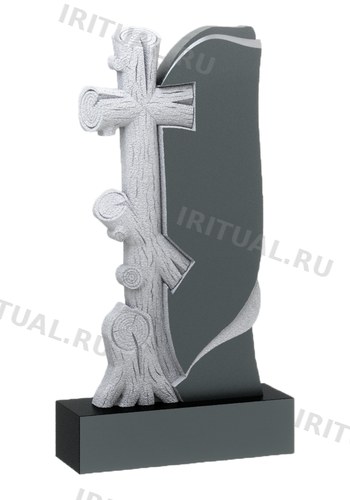 Памятник с крестом из бревна с обрубленными сучьями (K324)