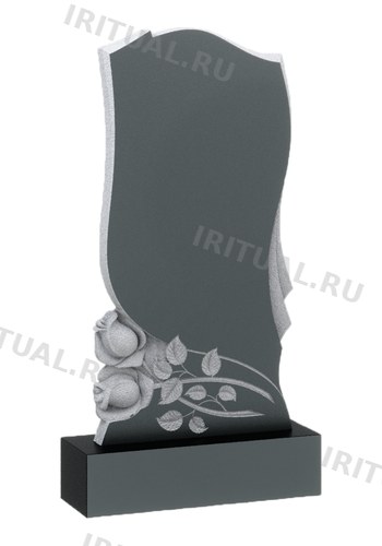 Памятник с двумя розами внизу слева и складками справа (K410)