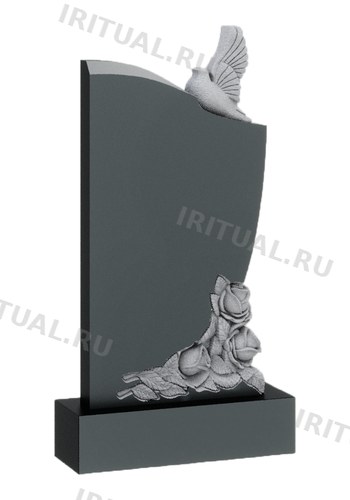 Памятник с сидящим голубем и тремя розами внизу (K432)