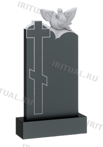 Памятник с контурным крестом и голубем наверху (K442)