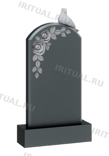 Памятник с арочным верхом, тремя розами и голубем (K452)