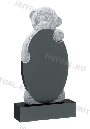 Памятник с плюшевым мишкой, держащим овал (K478)
