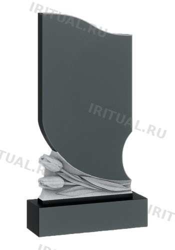 Памятник с выемкой справа и тюльпанами у тумбы (K568)