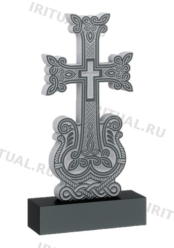 Памятник-хачкар с завитками и плетёным узором (K576)