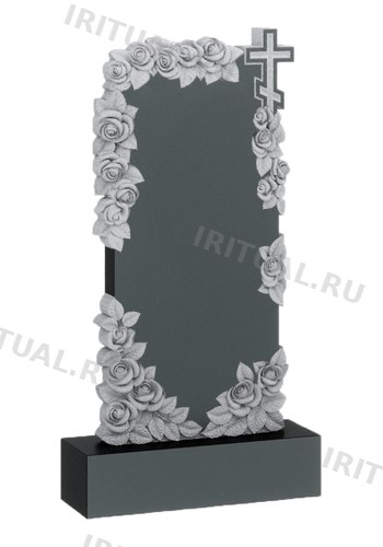 Памятник в розах по всему контуру и с восьмиконечным крестом (K606)