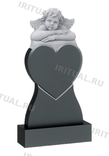 Памятник с ангелочком, лежащим на сердце (K622)